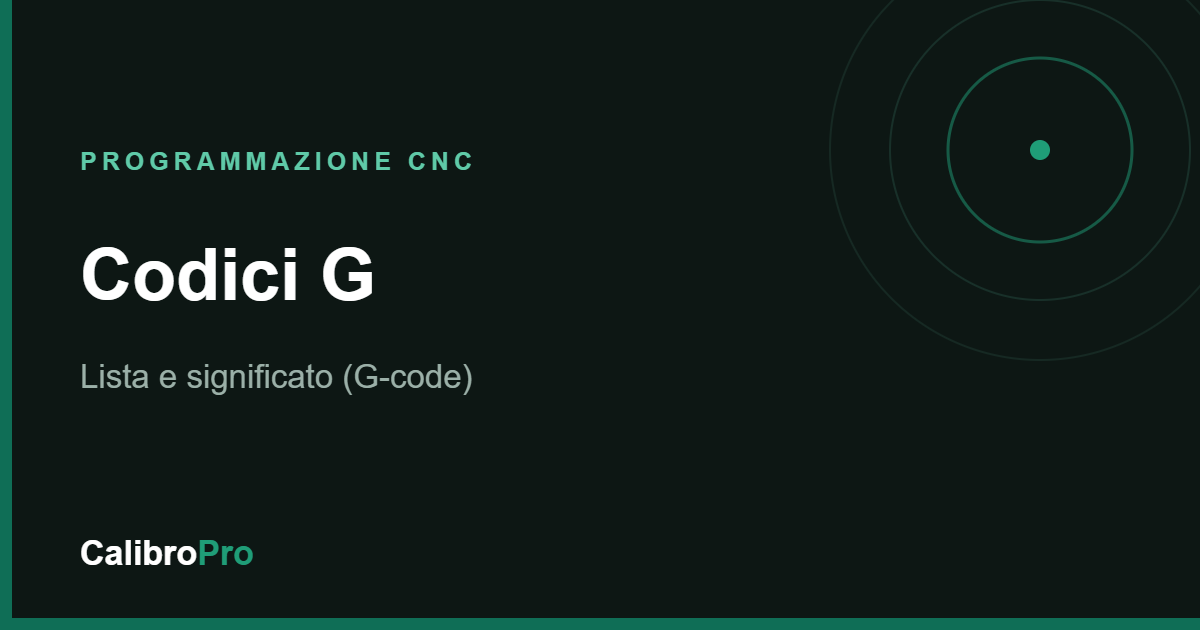 Codici G del G-code: lista e significato